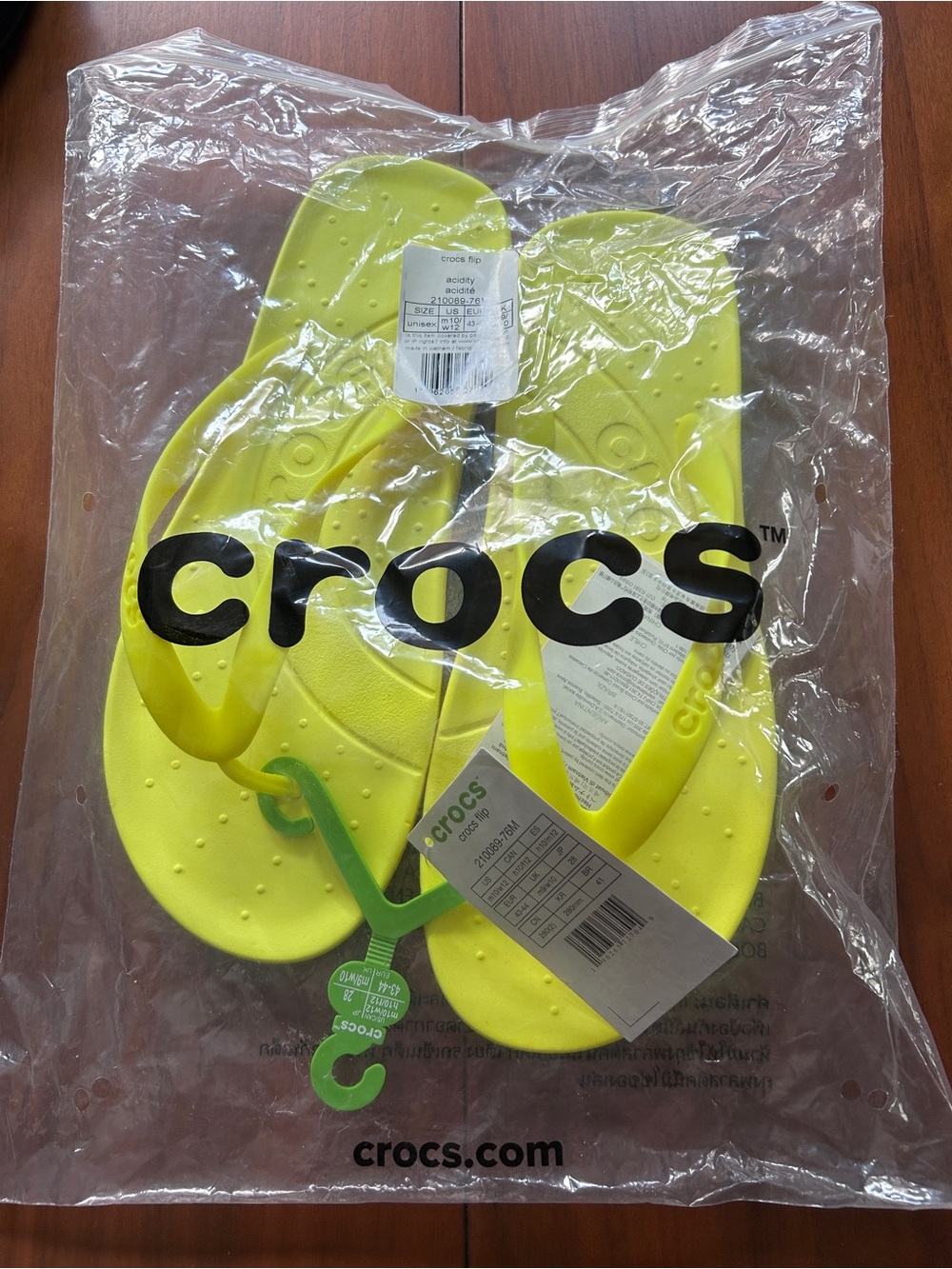 Crocs Classic Flip Neon Yellow Flip Flops M10/W12